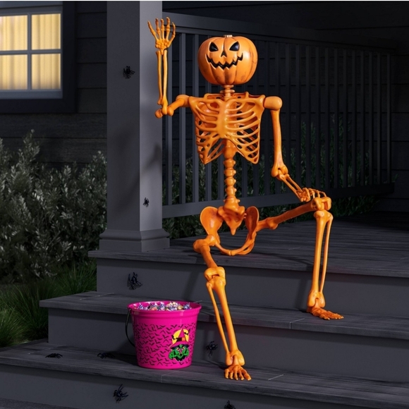 Hyde & EEK! 60" Posable Skeleton Halloween Decorative Prop Orange - Picture 1 of 5